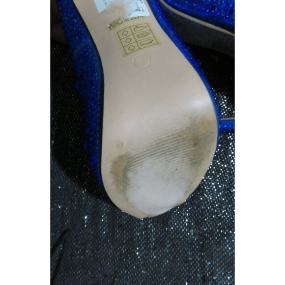Lauren Lorraine Cobalt Blue Rhinestone Embellished Leather Stilettos Pumps sz 9 - Picture 7 of 13